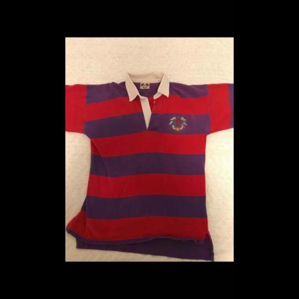 Vintage 1988 rugby jersey. Blue and red stripes. Made in Italy!